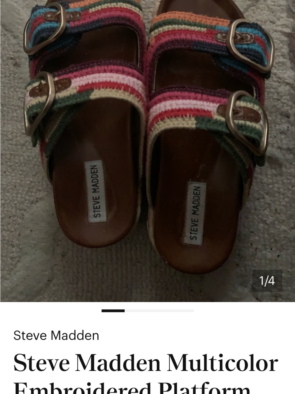 Steve Madden Multicolor Striped Embroidered Buckle Sandals